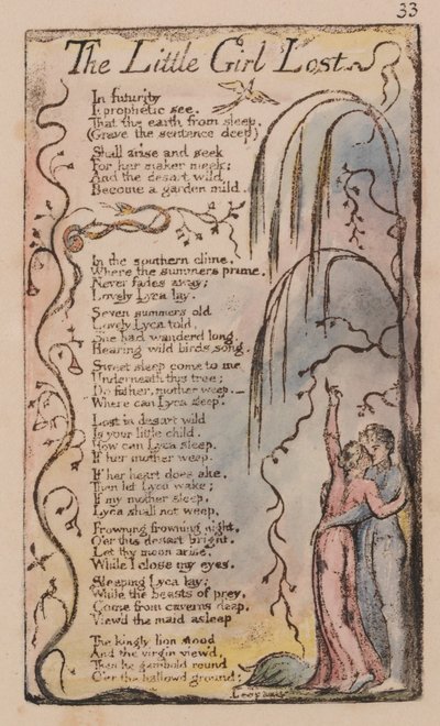 Songs of Innocence and of Experience, Plate 33, The Little Girl Lost (Bentley 34) by William Blake